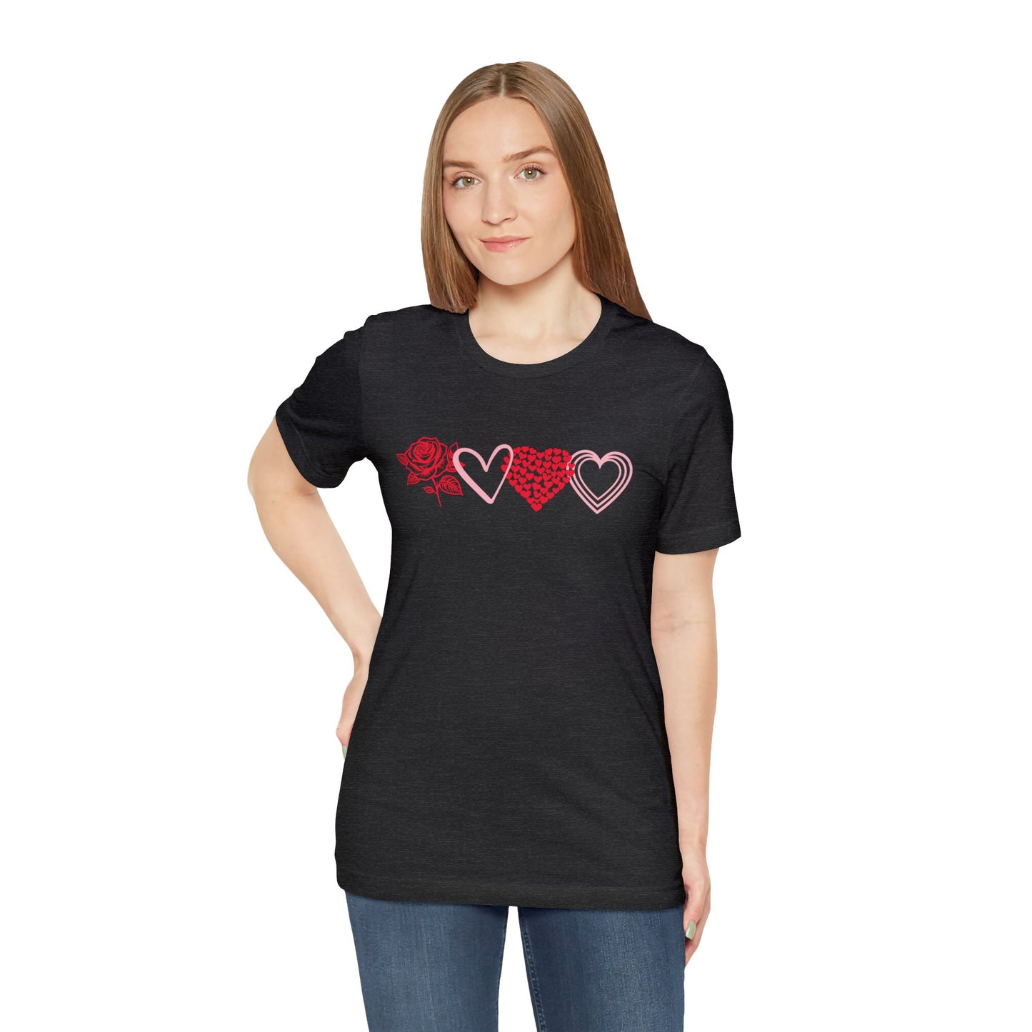 Valentine Rosey Hearts Unisex Jersey Short Sleeve T-Shirt