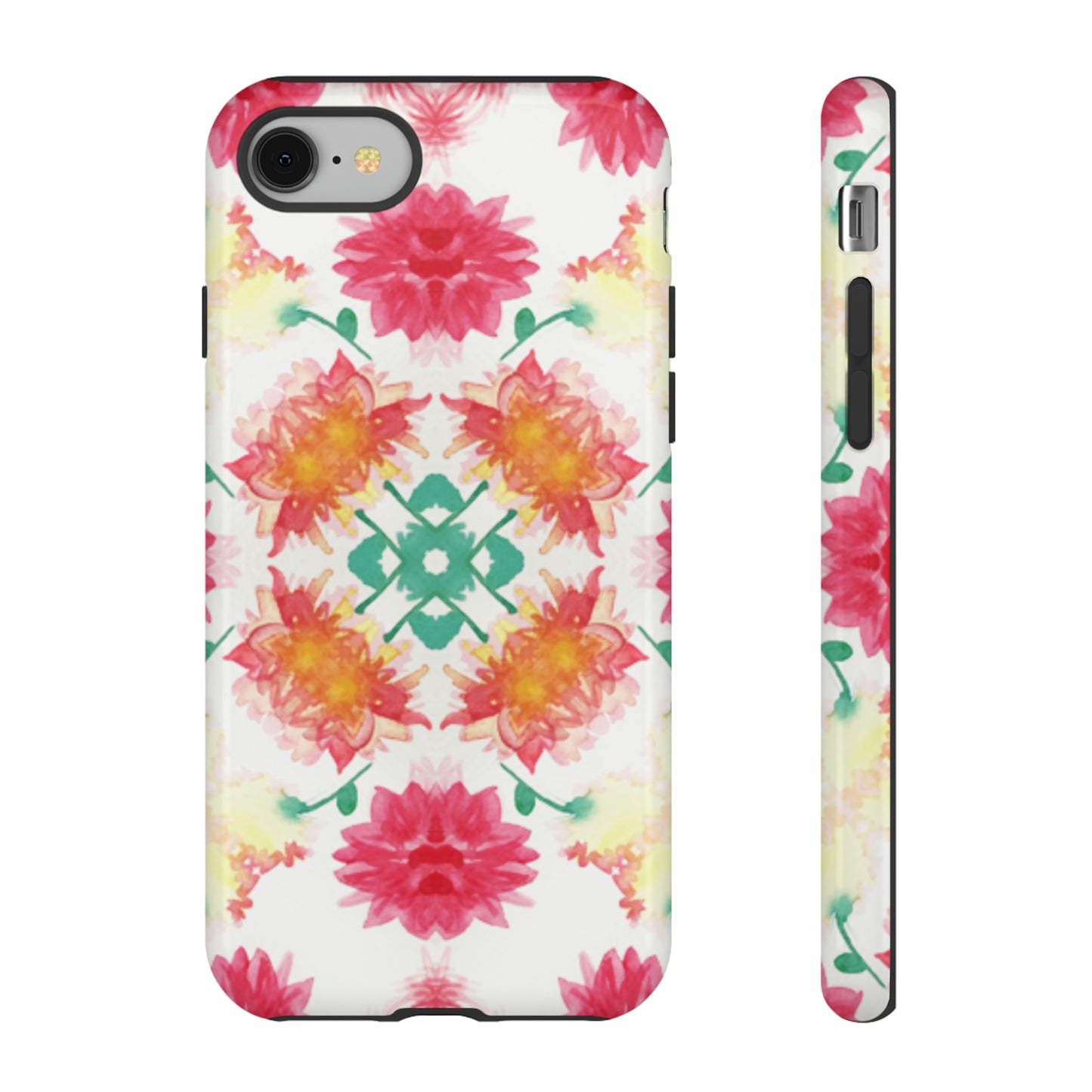 Sweet Magnolia Watercolor Tough Phone Case, Pink/Red Floral Smartphone Cover