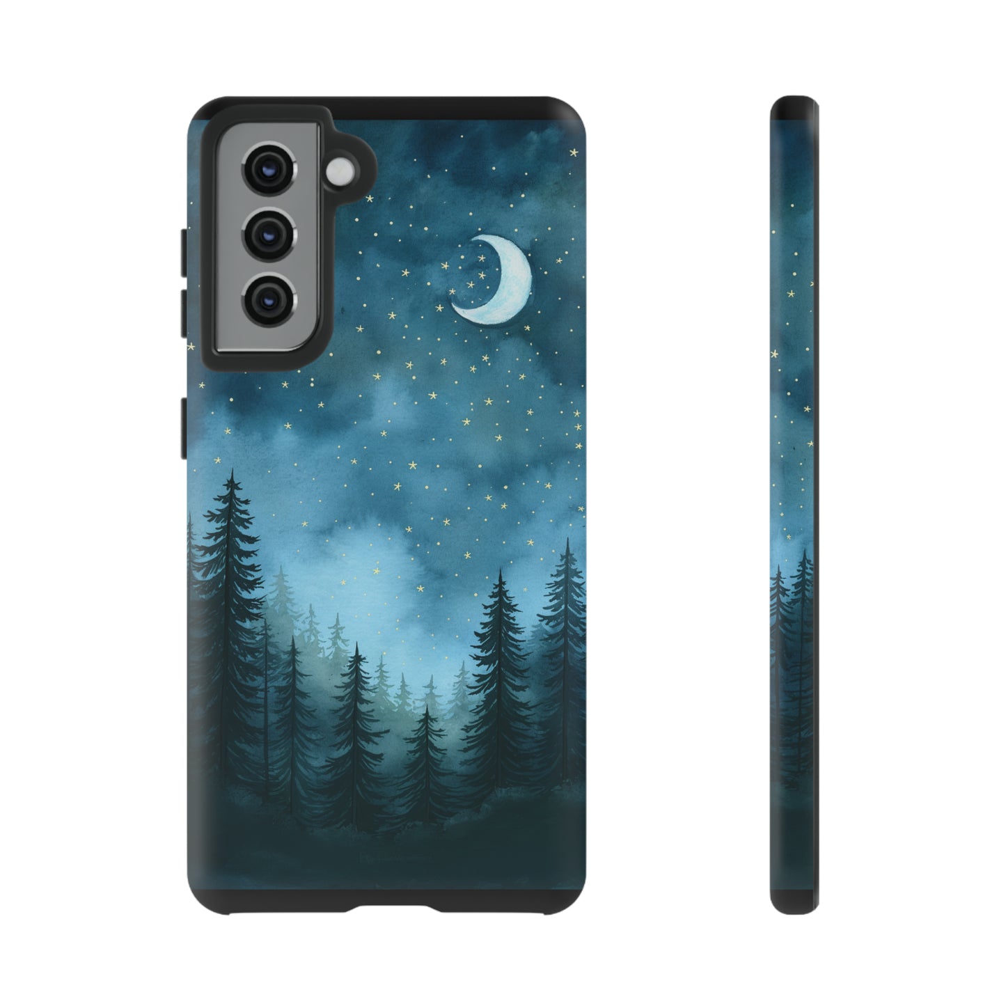 Forest Night Watercolor Tough Phone Case, Outdoors Smartphone Cover