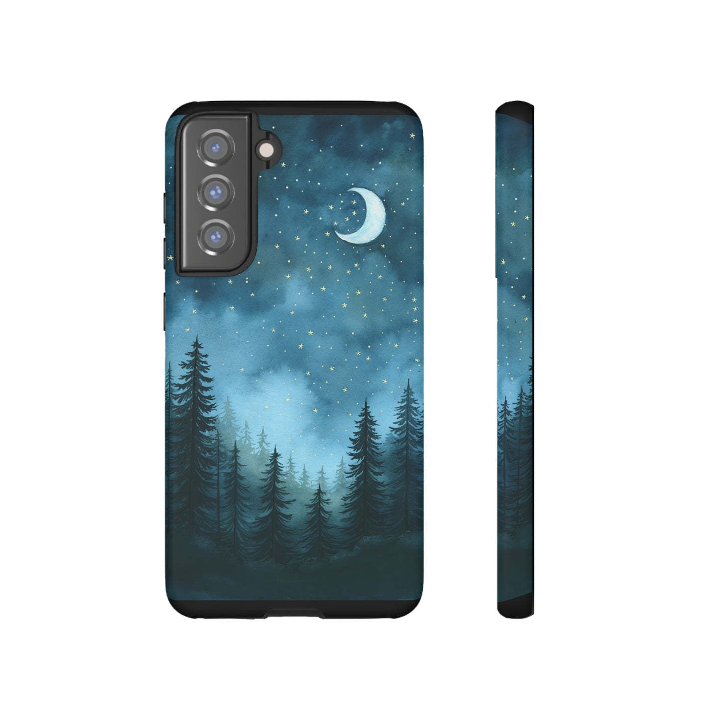 Forest Night Watercolor Tough Phone Case, Outdoors Smartphone Cover