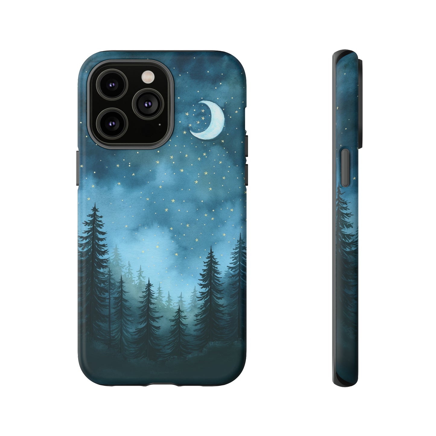 Forest Night Watercolor Tough Phone Case, Outdoors Smartphone Cover