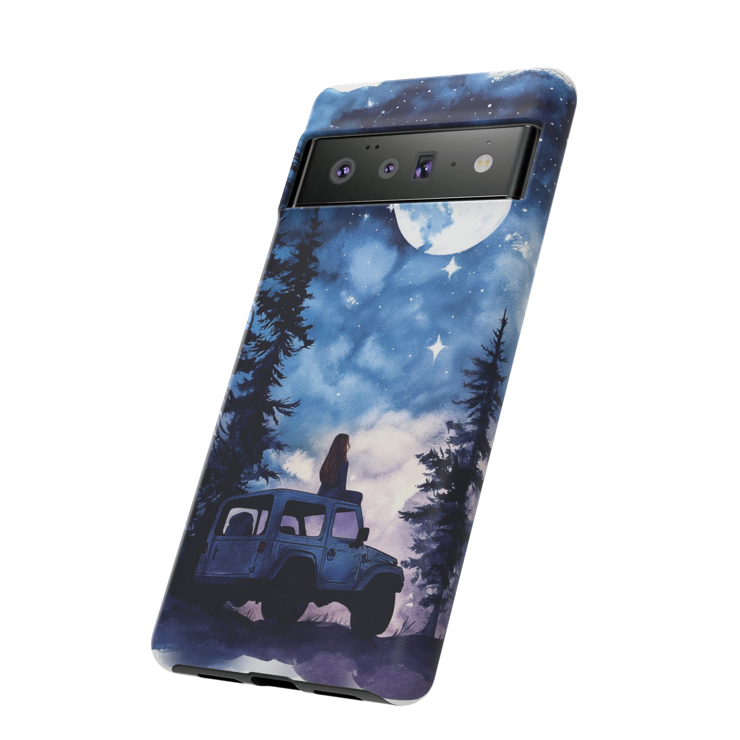 Forest Night Truck-Girl Traveler Watercolor Tough Phone Case