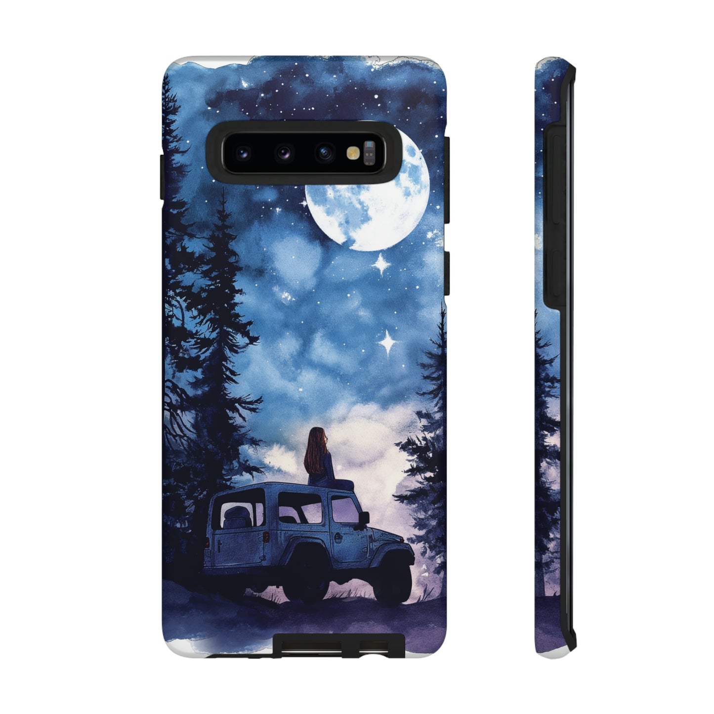 Forest Night Truck-Girl Traveler Watercolor Tough Phone Case