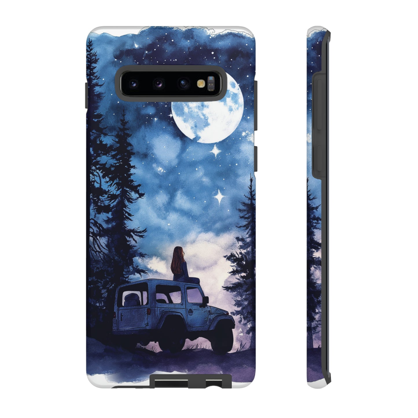 Forest Night Truck-Girl Traveler Watercolor Tough Phone Case