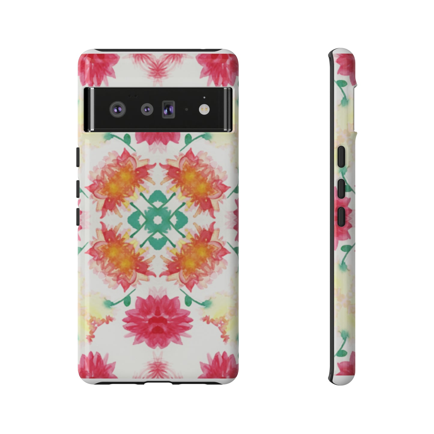 Sweet Magnolia Watercolor Tough Phone Case, Pink/Red Floral Smartphone Cover