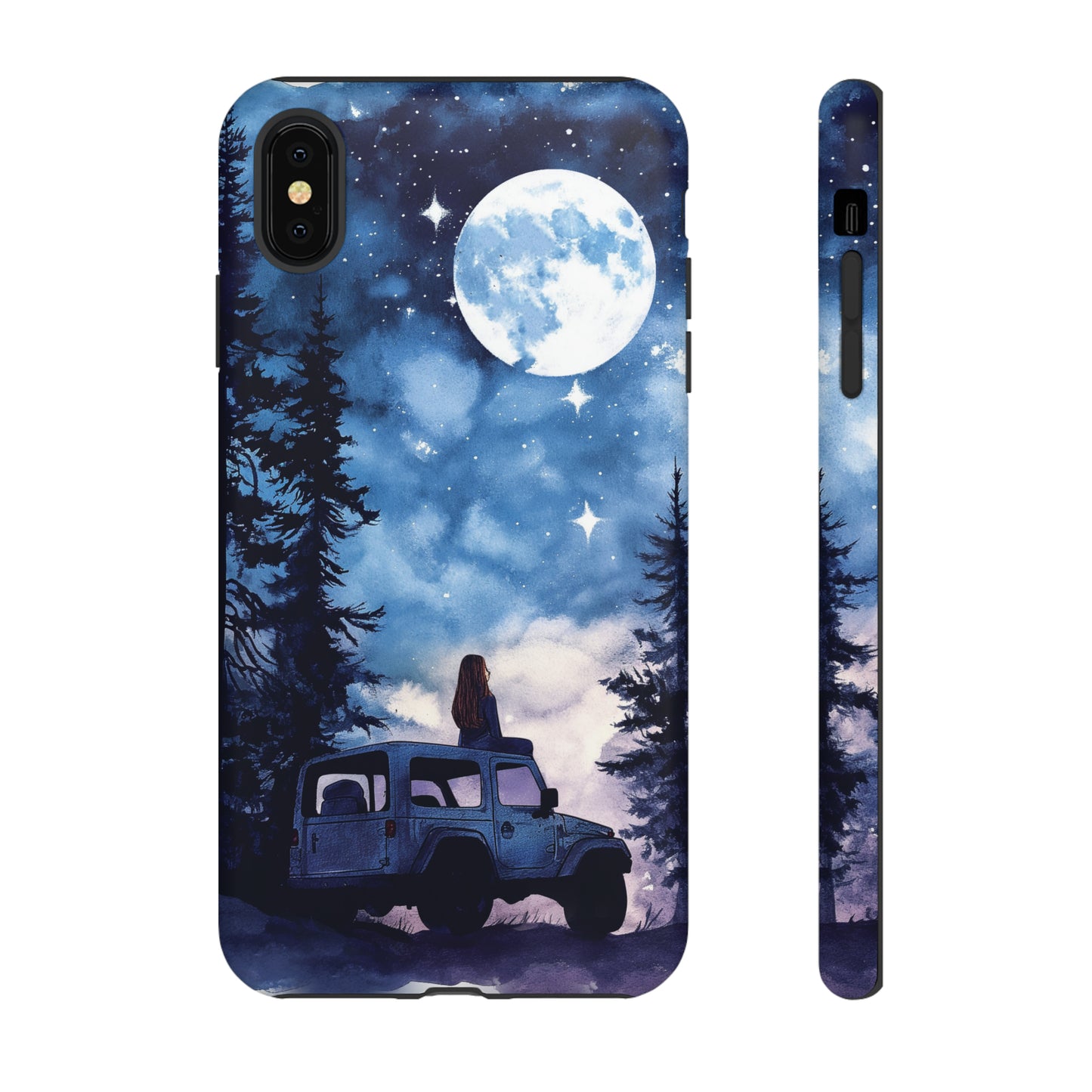 Forest Night Truck-Girl Traveler Watercolor Tough Phone Case