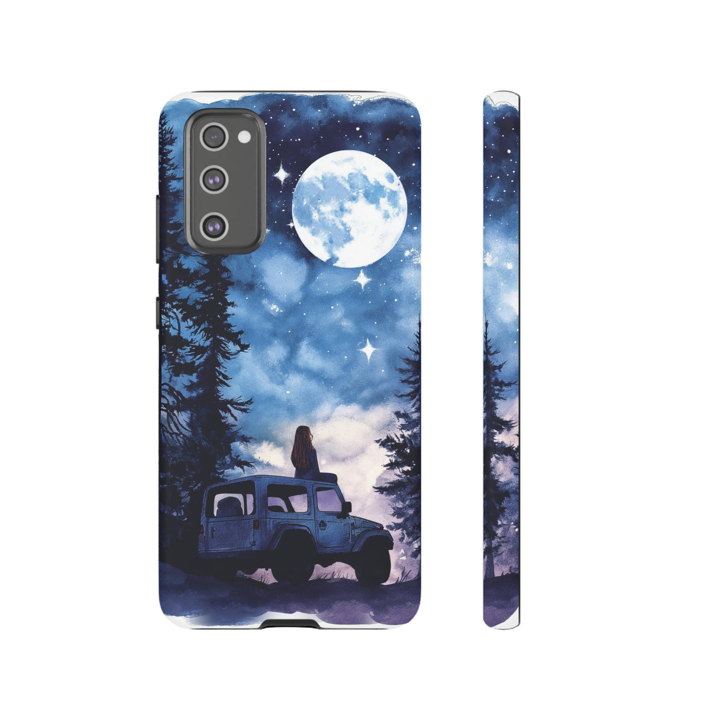 Forest Night Truck-Girl Traveler Watercolor Tough Phone Case