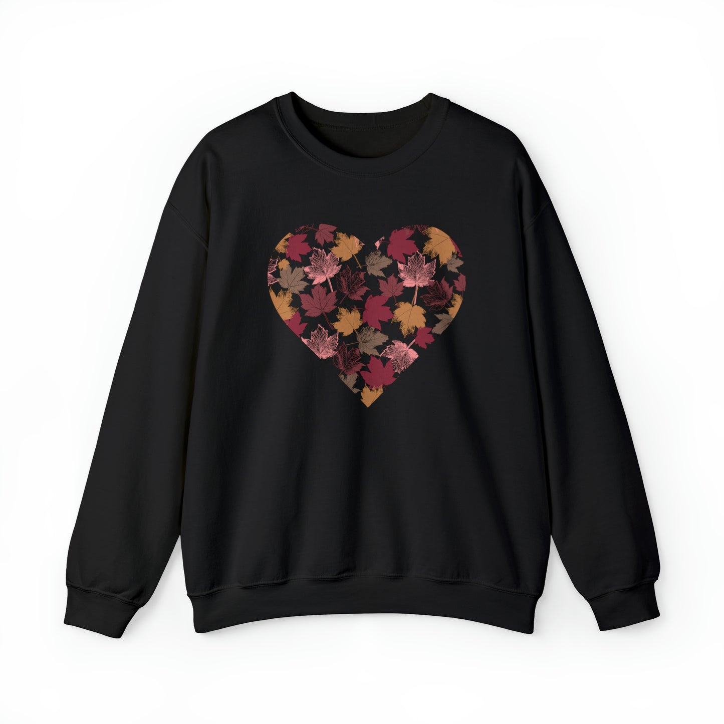 Fall Leaves Filled Heart Unisex Heavy Blend Crewneck Sweatshirt