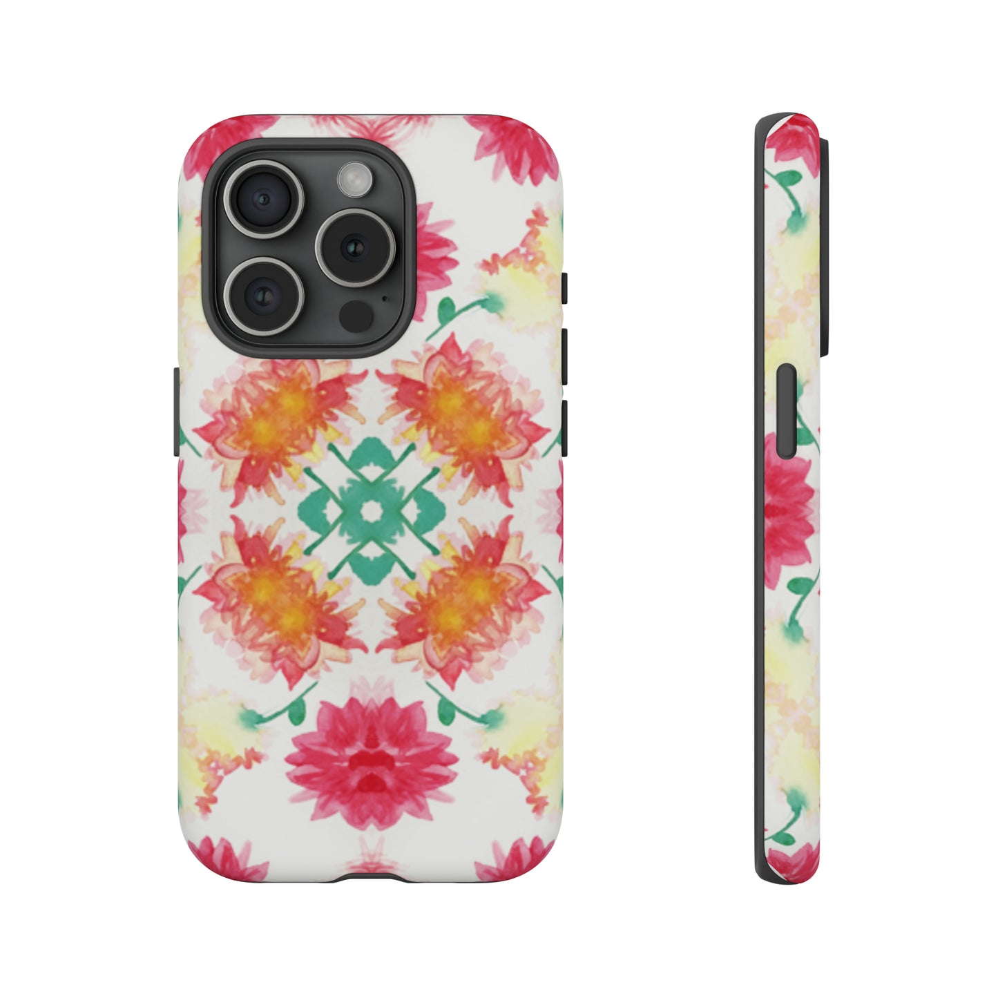 Sweet Magnolia Watercolor Tough Phone Case, Pink/Red Floral Smartphone Cover