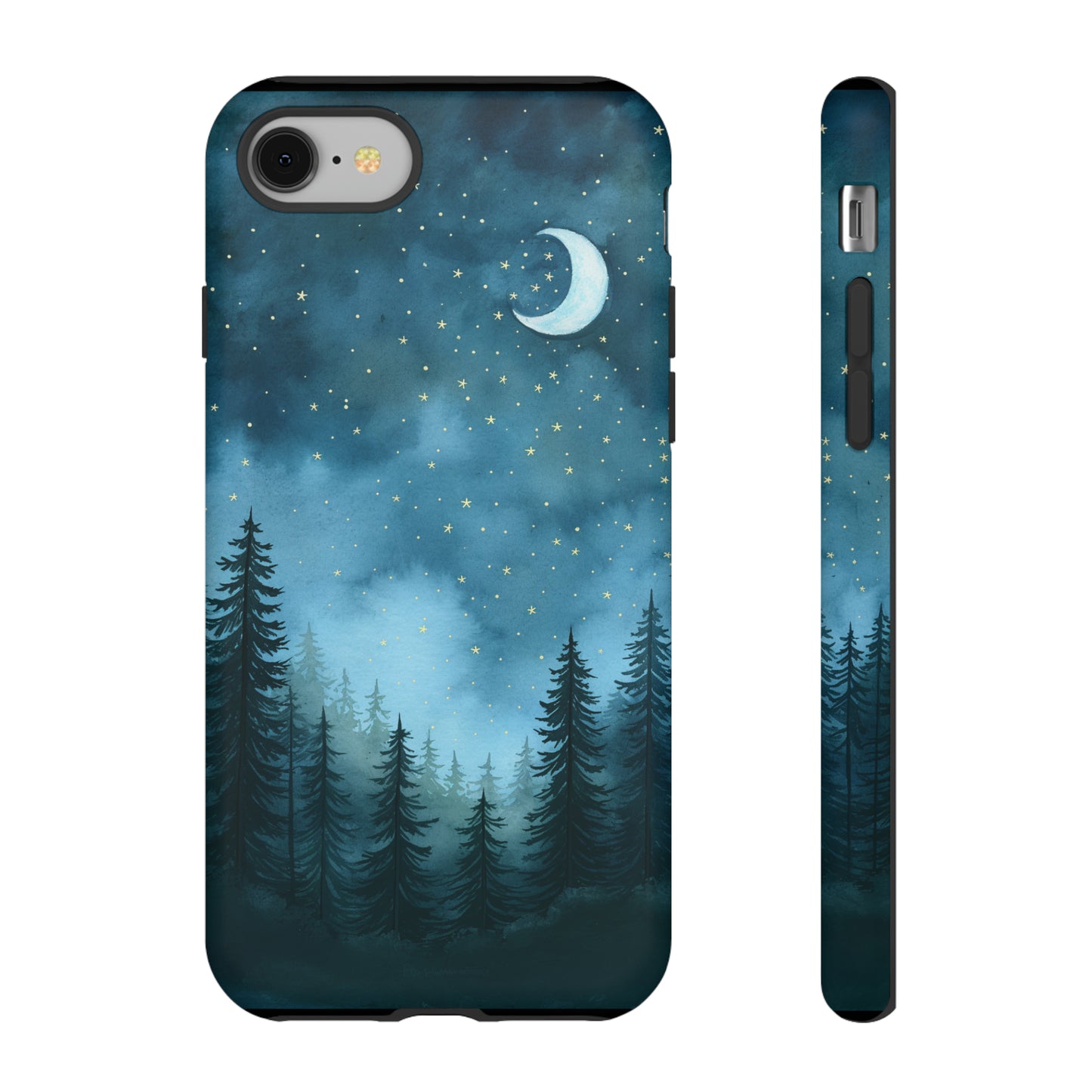 Forest Night Watercolor Tough Phone Case, Outdoors Smartphone Cover