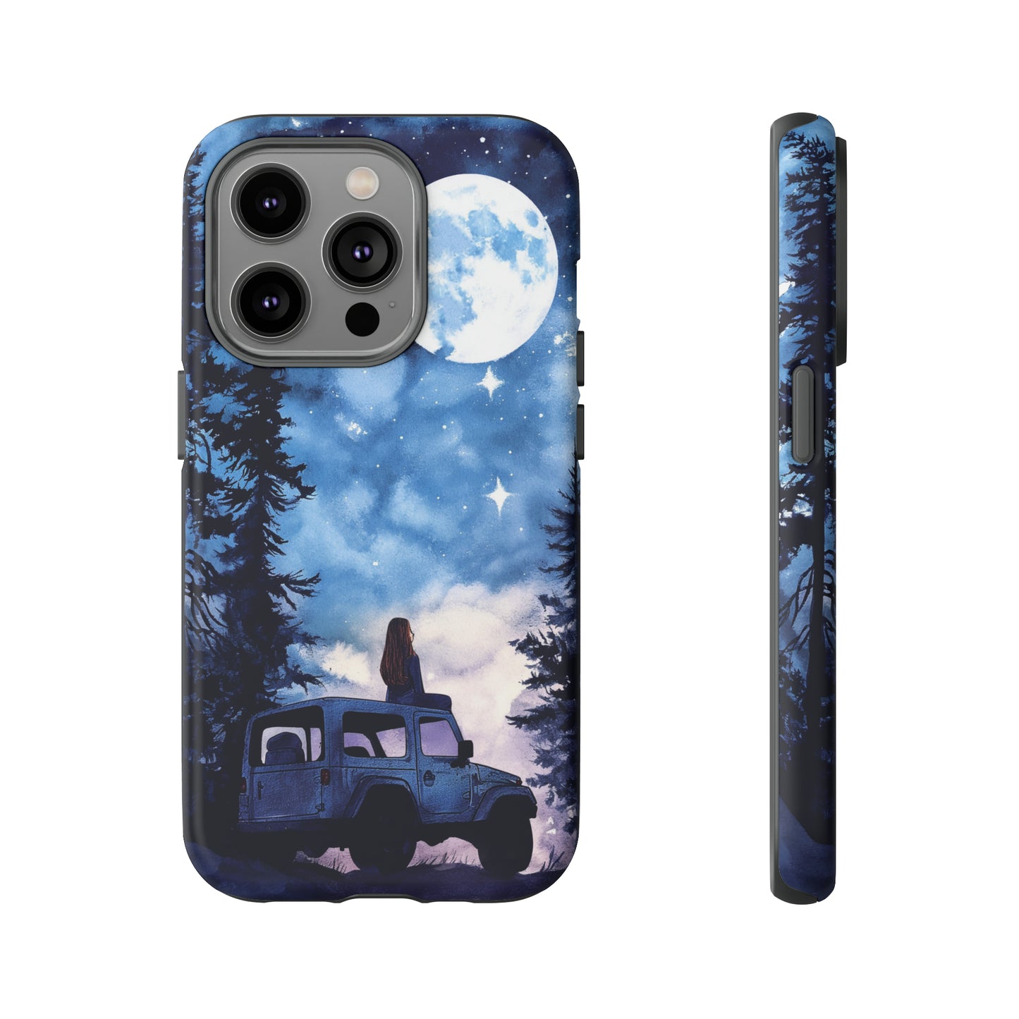 Forest Night Truck-Girl Traveler Watercolor Tough Phone Case