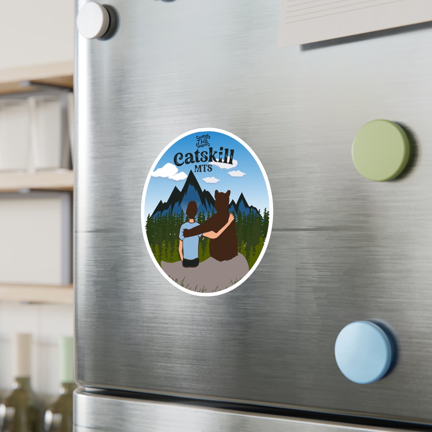 The Catskill Mountains Boy and Bear Circular Vinyl Decal