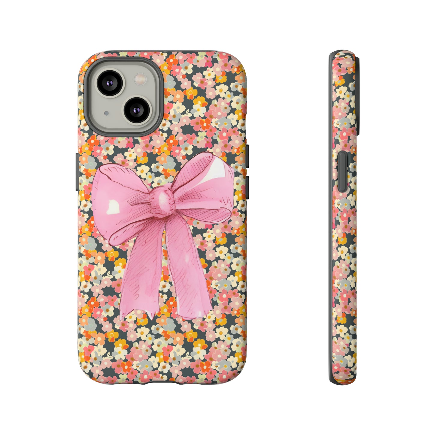 Pink Bow and Flower Pattern Collage Tough Phone Case