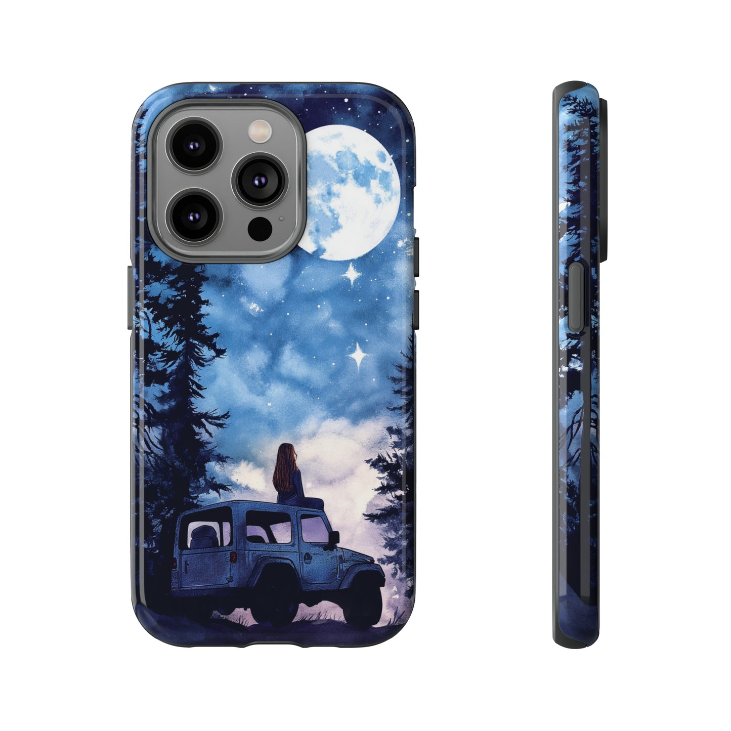 Forest Night Truck-Girl Traveler Watercolor Tough Phone Case