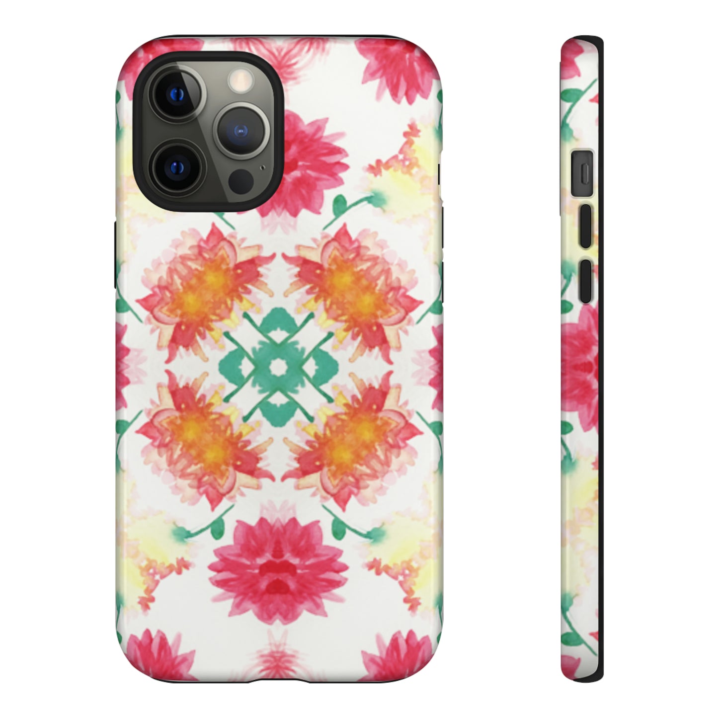 Sweet Magnolia Watercolor Tough Phone Case, Pink/Red Floral Smartphone Cover