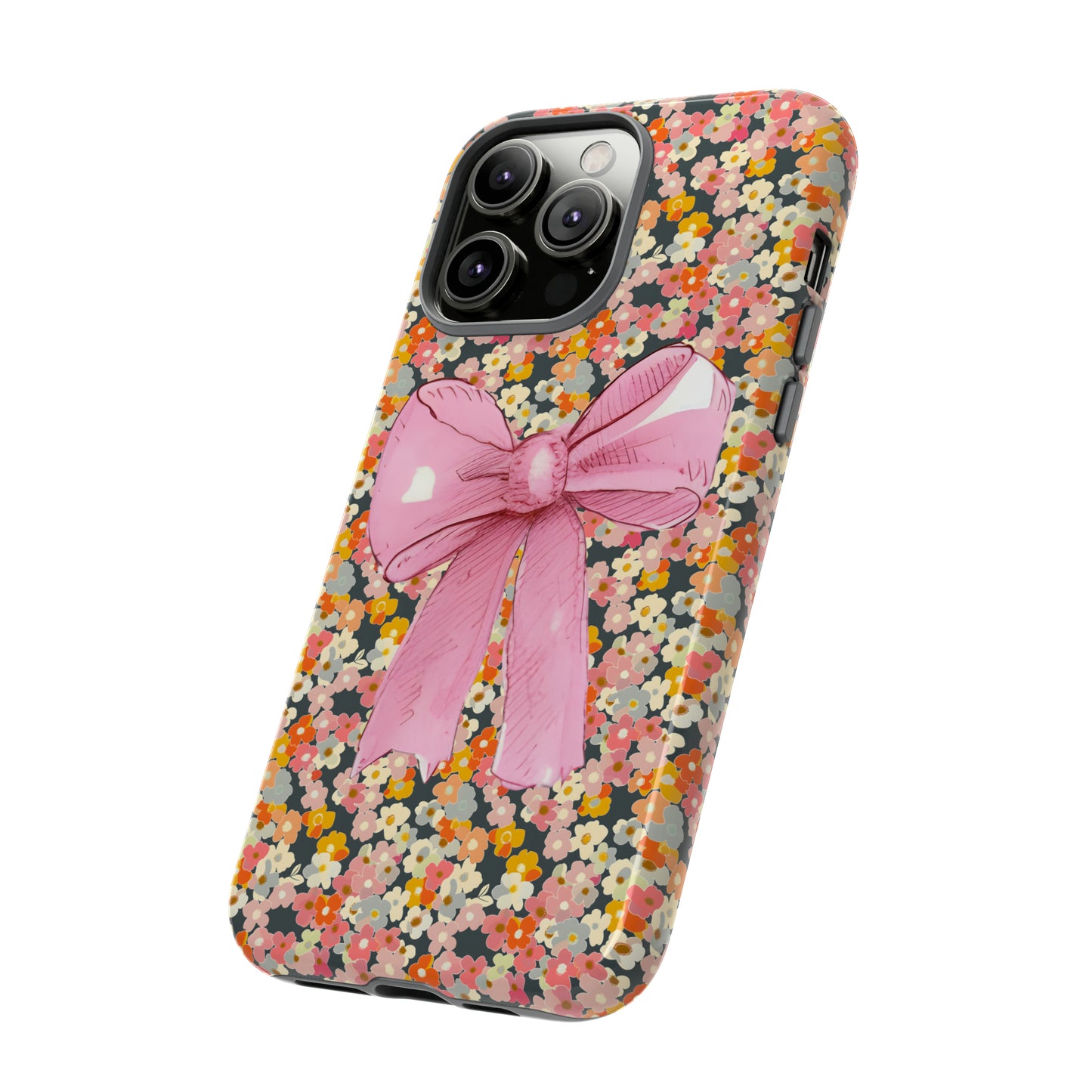 Pink Bow and Flower Pattern Collage Tough Phone Case