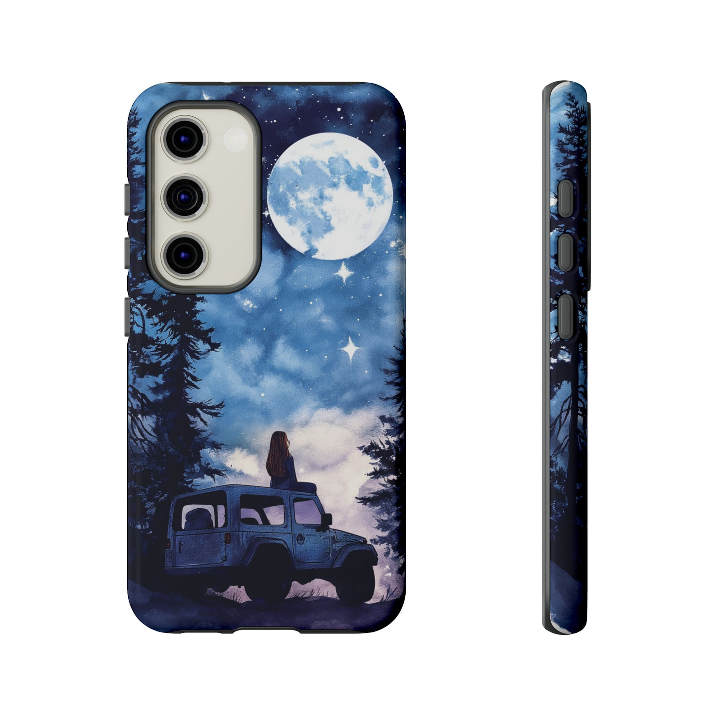 Forest Night Truck-Girl Traveler Watercolor Tough Phone Case