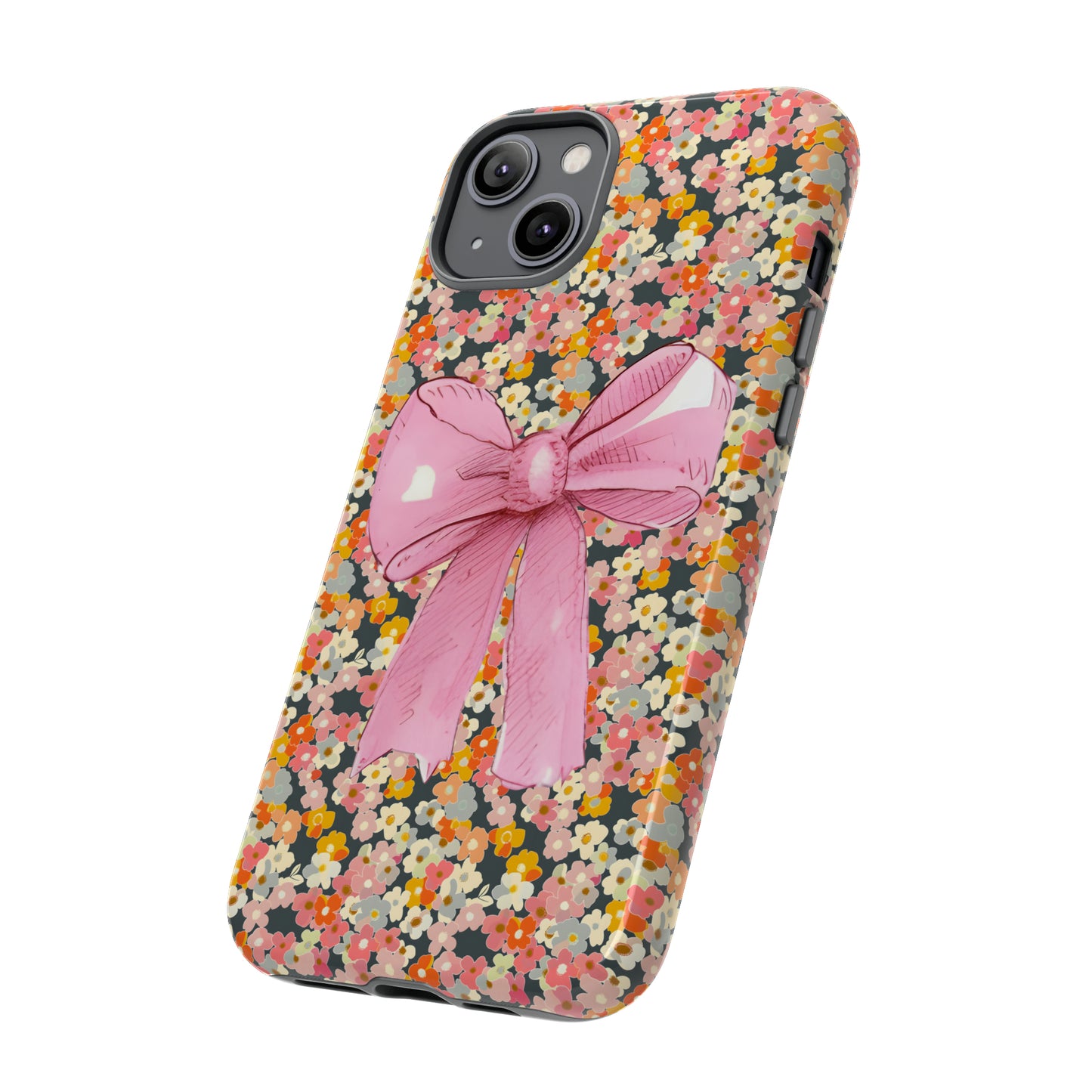 Pink Bow and Flower Pattern Collage Tough Phone Case