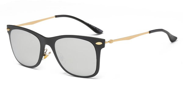 Classic Horn Rimmed Square Sunglasses with Color Lenses