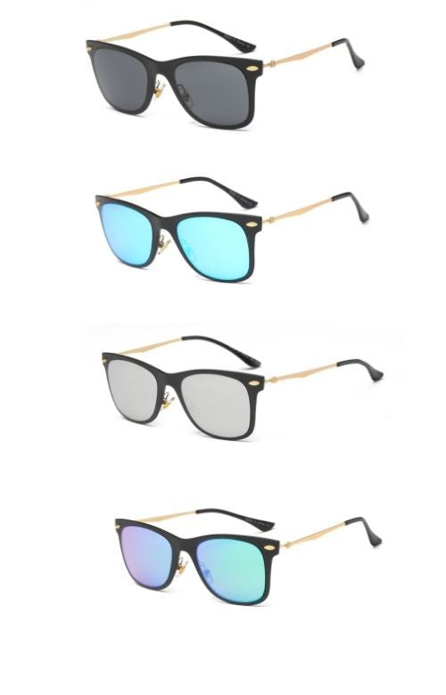 Classic Horn Rimmed Square Sunglasses with Color Lenses