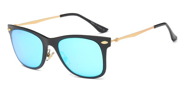 Classic Horn Rimmed Square Sunglasses with Color Lenses