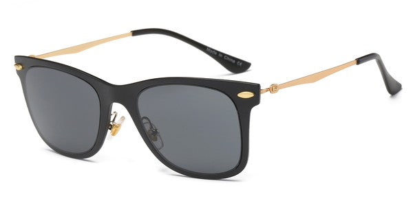 Classic Horn Rimmed Square Sunglasses with Color Lenses