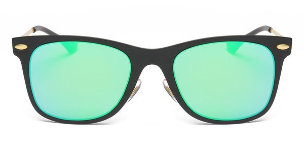 Classic Horn Rimmed Square Sunglasses with Color Lenses