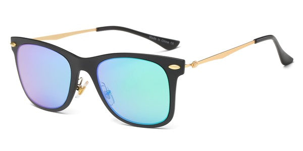 Classic Horn Rimmed Square Sunglasses with Color Lenses