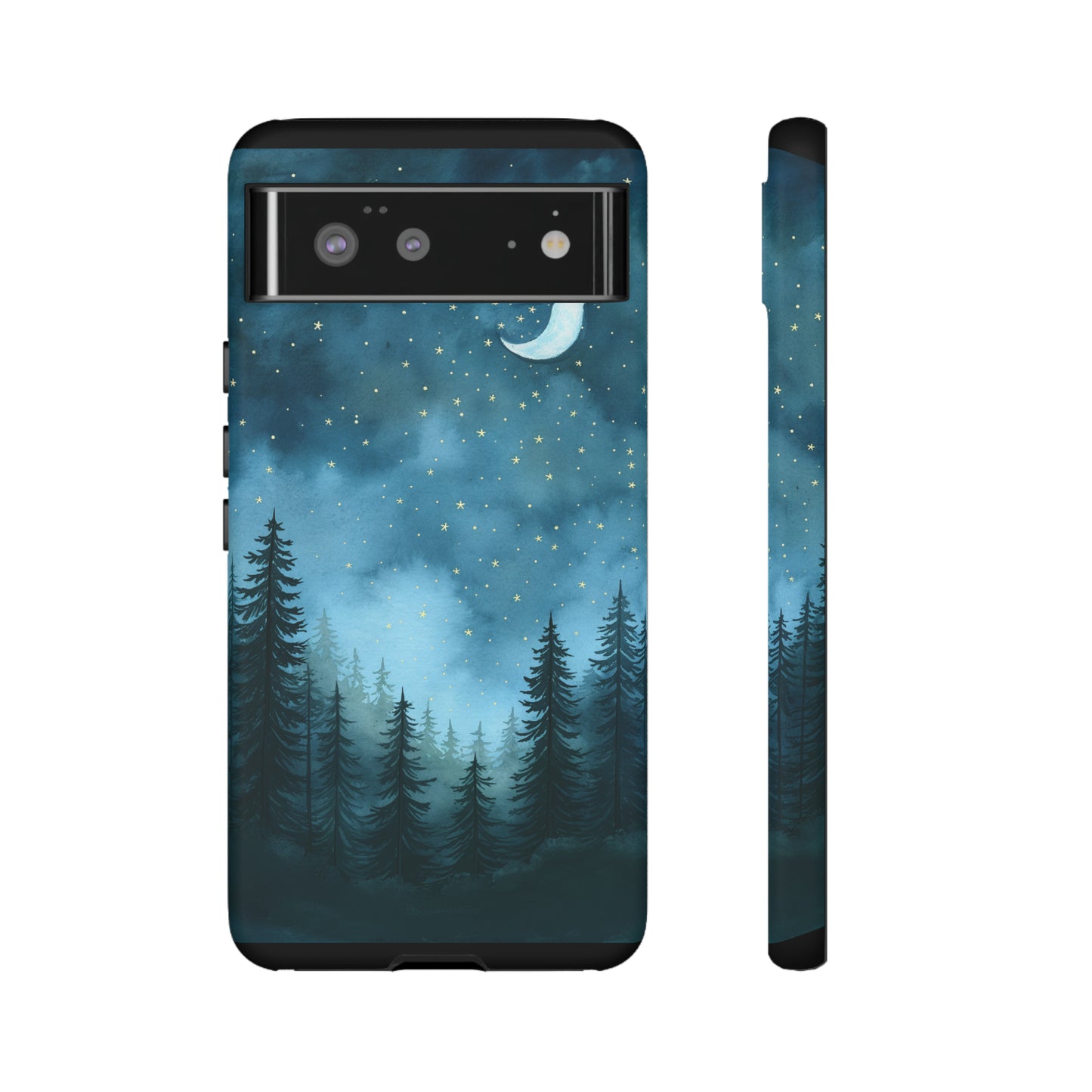 Forest Night Watercolor Tough Phone Case, Outdoors Smartphone Cover