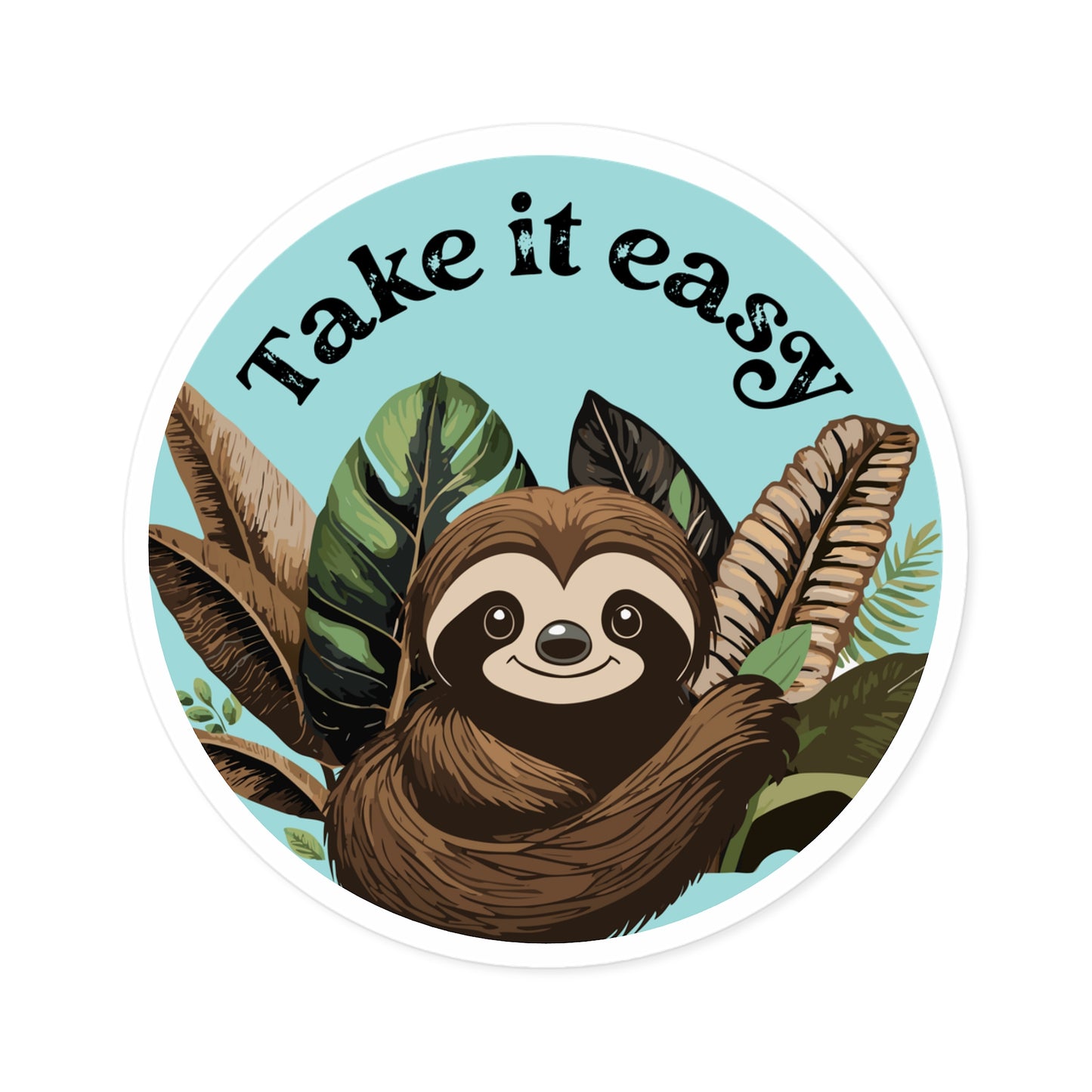 Take It Easy Sloth Indoor\Outdoor Round Vinyl Decal