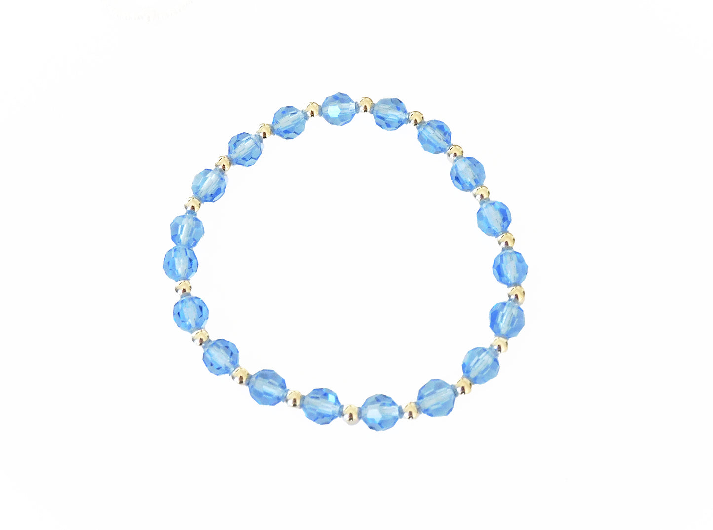 Blue Swarovski Crystal and Sterling Silver Beaded Stretch Bracelet