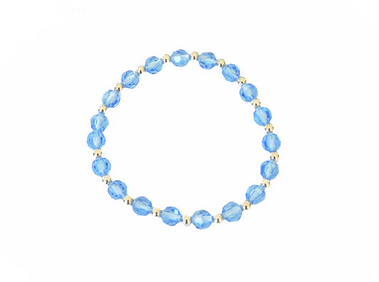 Blue Swarovski Crystal and Sterling Silver Beaded Stretch Bracelet