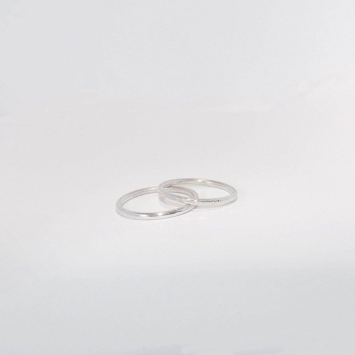 Sterling Silver Stacking Rings Textured/Polished Set of 2