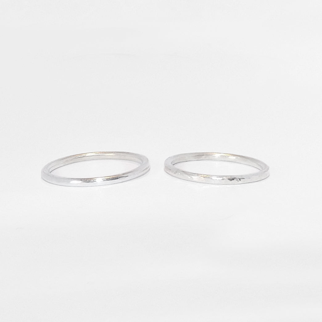 Sterling Silver Stacking Rings Textured/Polished Set of 2