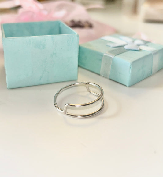 Sterling Silver Curved Rectangle Ring