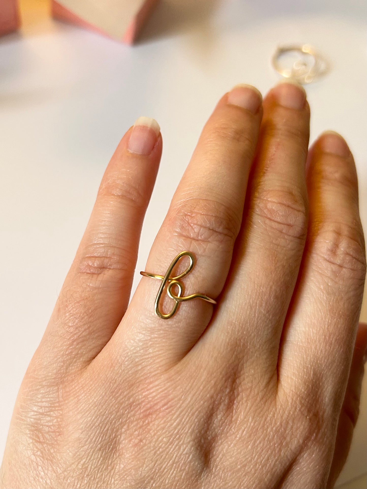 Script Letter Adjustable Initial Ring A-Z