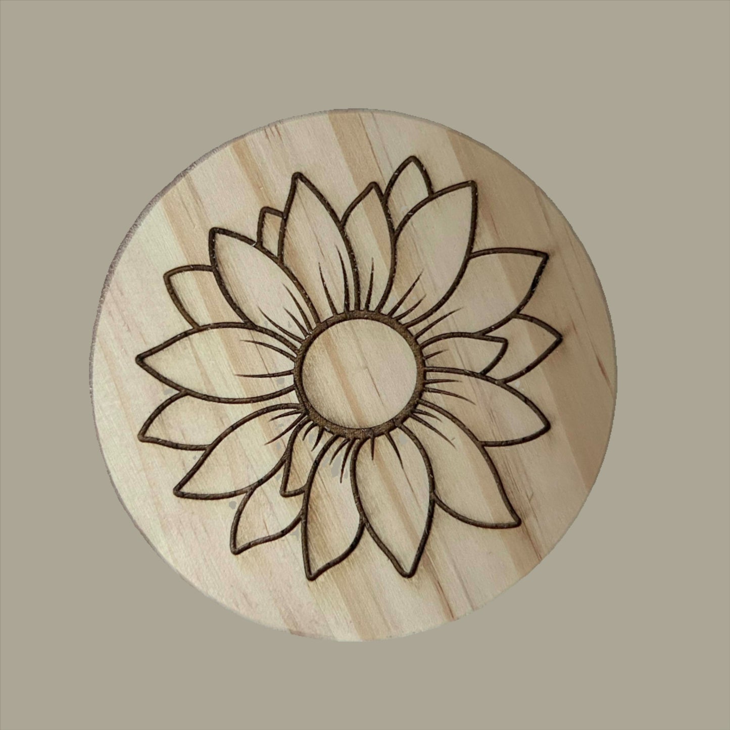 Sunflower Engraved Wood Coaster