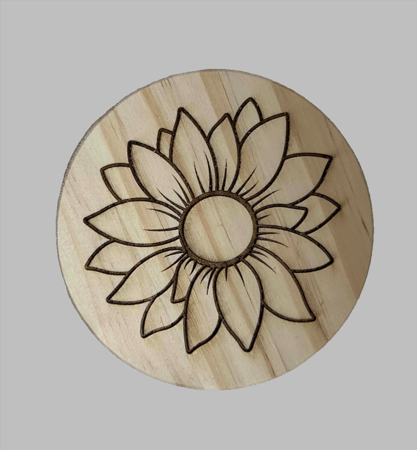 Sunflower Engraved Wood Coaster