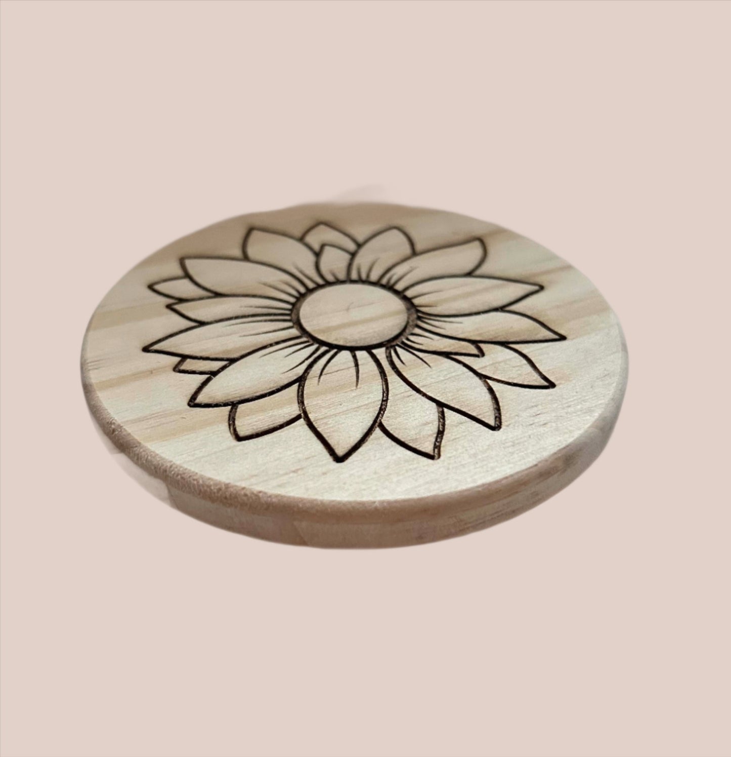 Sunflower Engraved Wood Coaster