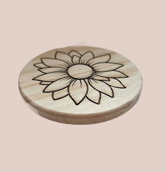 Sunflower Engraved Wood Coaster