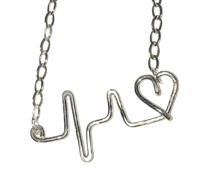 Sterling Silver Heartbeat Necklace