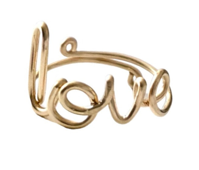 Love Script Adjustable Ring in 14k Gold-Filled or Sterling Silver