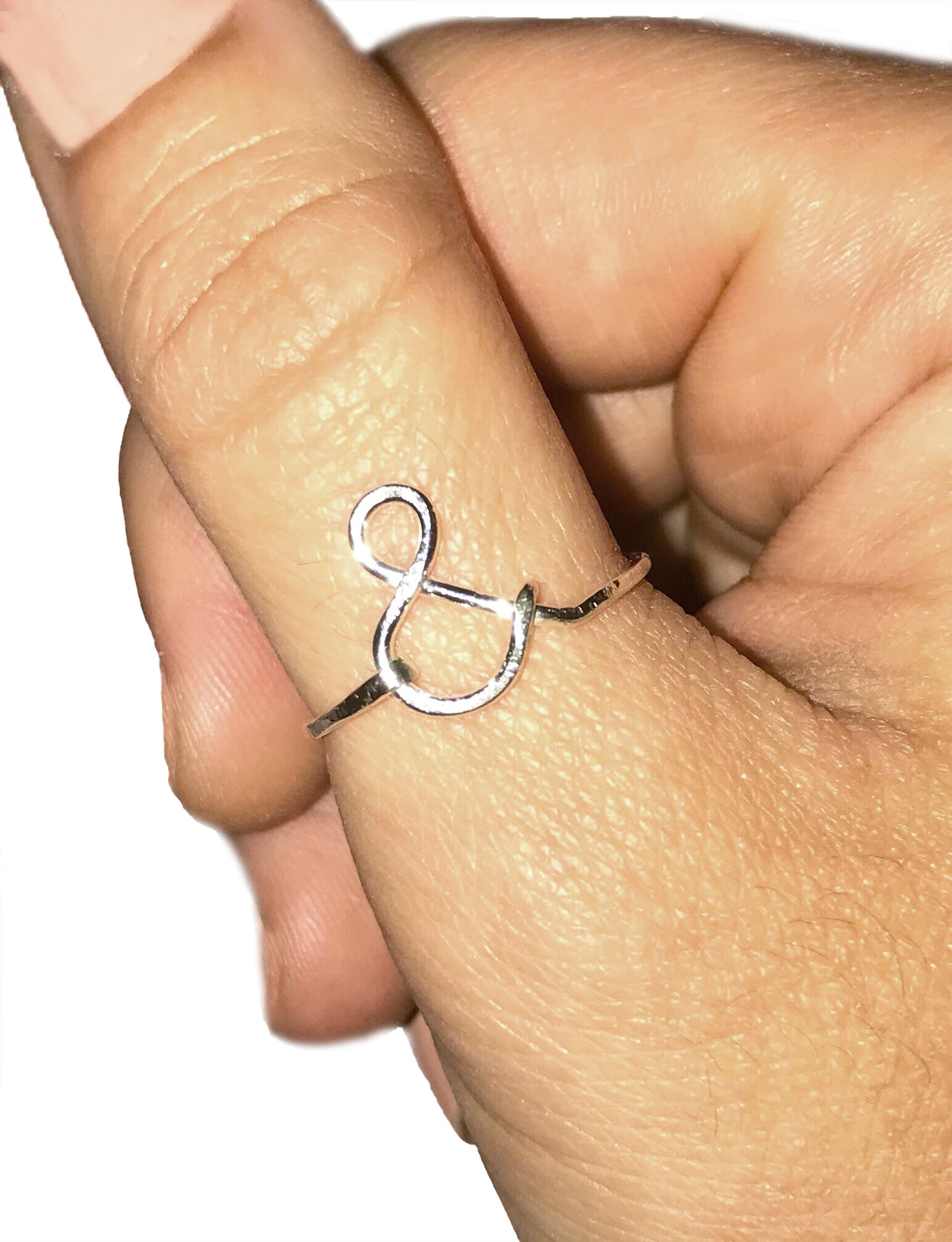 Ampersand Symbol Wire Wrapped Sterling Silver Ring