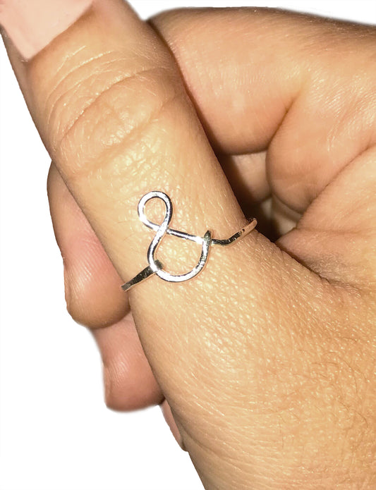 Ampersand Symbol Wire Wrapped Sterling Silver Ring