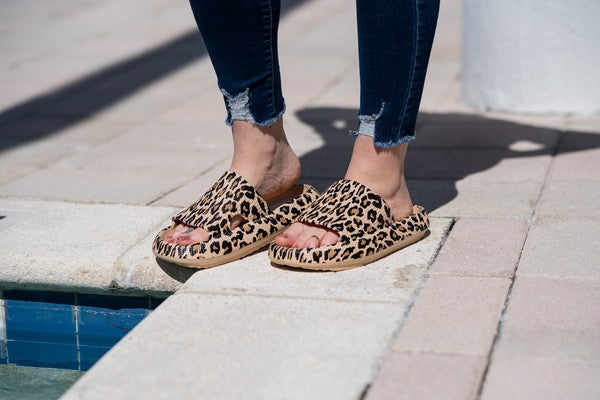 Brown Leopard Comfy Slides Sandals