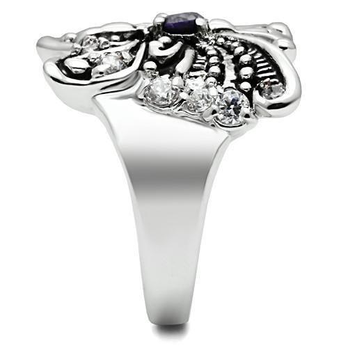 Butterfly Ring with CZ Crystals in Amethyst