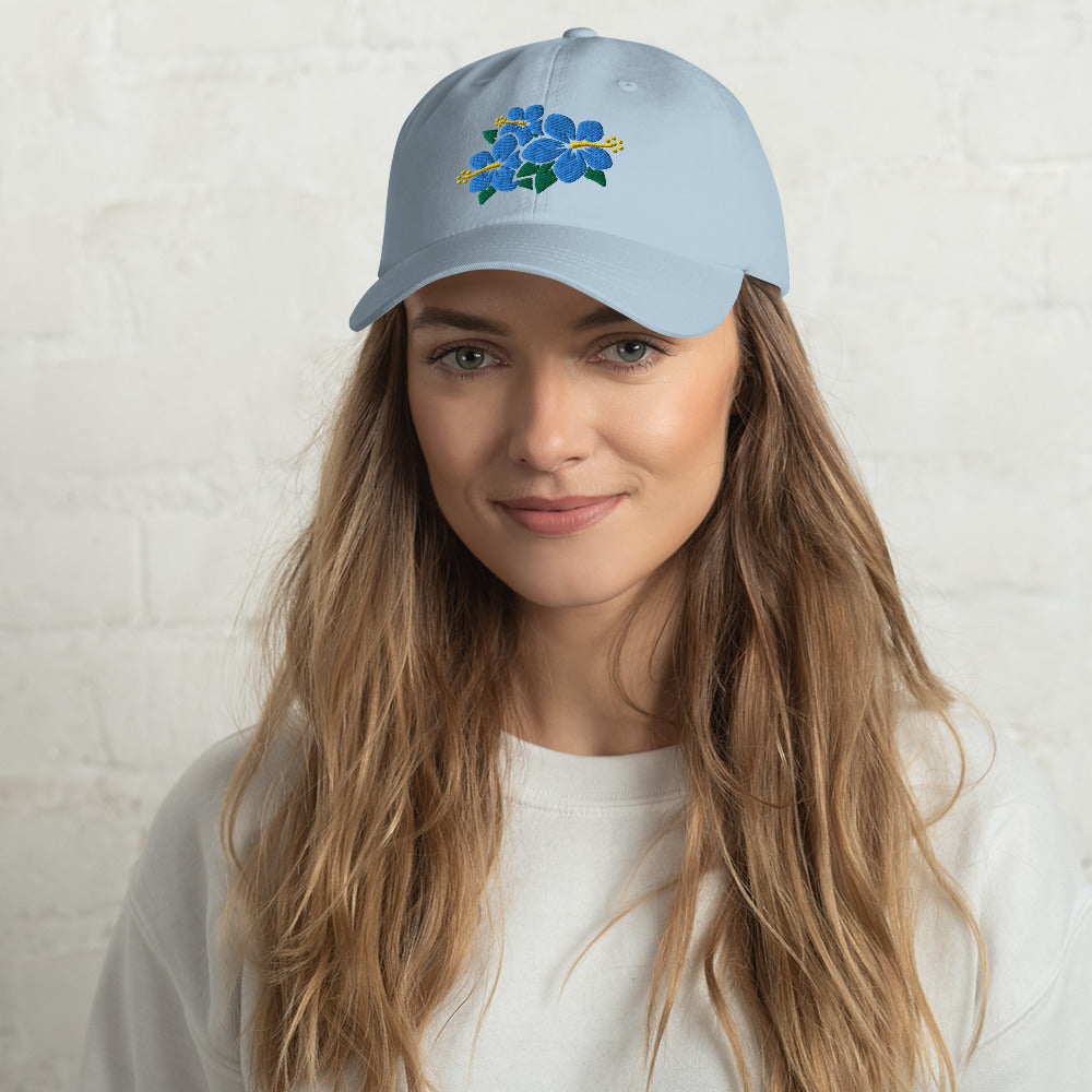 Hibiscus Flowers Embroidered Dad hat