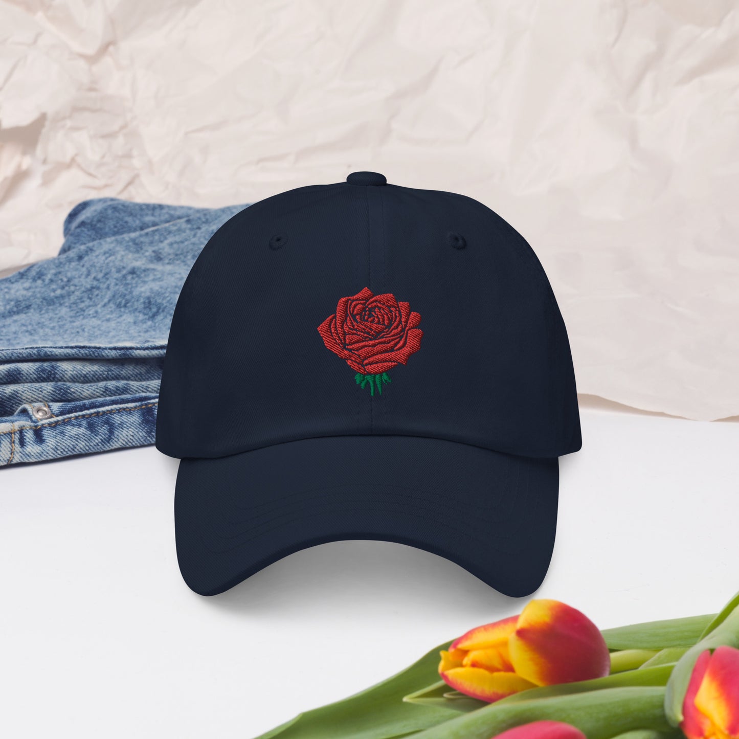 Red Rose Embroidered Unisex Dad hat