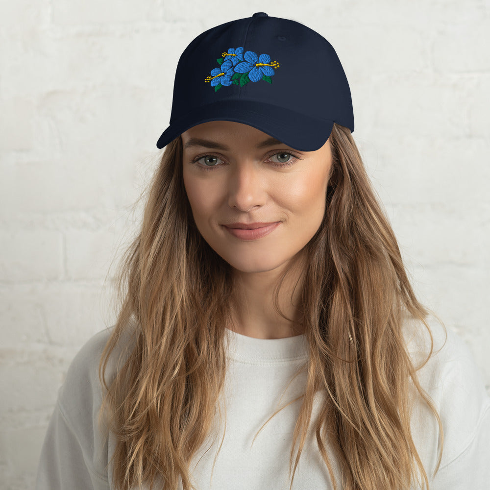 Hibiscus Flowers Embroidered Dad hat