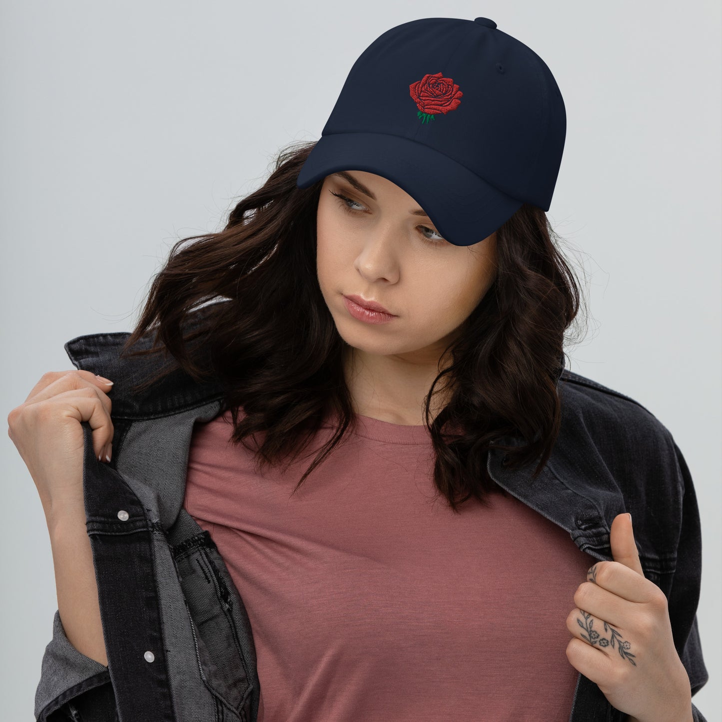 Red Rose Embroidered Unisex Dad hat